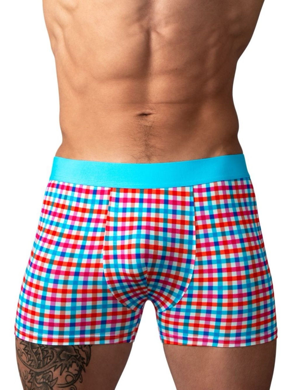 Male Power 160-306 So Comfy Gingham Boxer Brief Color Gingham Print